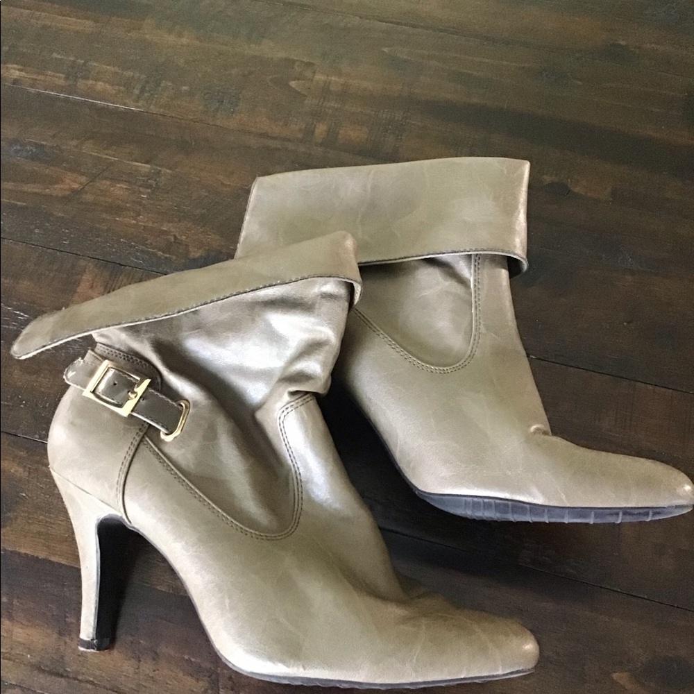 Jessica Taupe Booties - Gold buckle on side - Picture 2 of 8